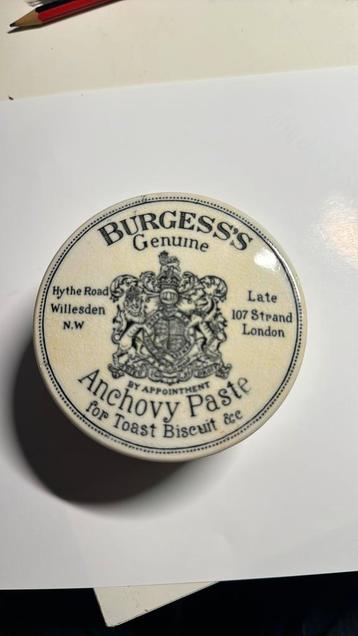 Bodemvondst 1850 Ansjovis pasta met deksel Burgess s Genuine beschikbaar voor biedingen