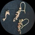 14krt gouden set dolfijn oorbellen + hanger/bedel, Ophalen, Gebruikt, Goud, Goud