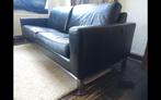 Bank bankstel zwart leer leder rvs onderstel, Ophalen, Gebruikt, 150 tot 200 cm, Rechte bank