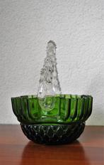 Antieke Mand Bonbonniere Groen Art Glas 1890 18 cm, Ophalen