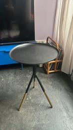 DutchBone Bijzettafel ‘Elia’ - zwart metaal met koper, Minder dan 55 cm, Metaal of Aluminium, Rond, Zo goed als nieuw