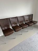 Originele Label eetkamerstoelen, opnieuw bekleed, Huis en Inrichting, Stoelen, Ophalen, Gebruikt, Bruin, Leer