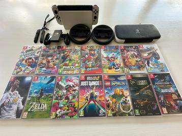 Zeer compl.wit Nintendo Switch Oled pakket in nieuwstaat !! beschikbaar voor biedingen