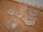 Waxinelichthouders / sfeerlichtjes 6 stuks glas. Lotus., Overige materialen, Ophalen of Verzenden, Zo goed als nieuw, Kandelaar