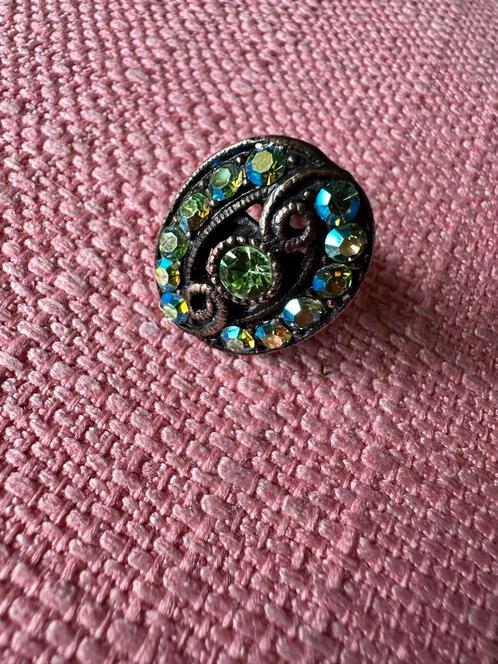 Vintage Cocktailring met Strass, Sieraden, Tassen en Uiterlijk, Ringen, Gebruikt, Dame, 18 tot 19, Goud, Overige materialen, Met strass