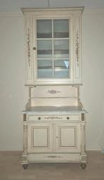 Brocante buffetkast met bloemmotieven, marmeren blad, Ophalen, 200 cm of meer, 50 tot 100 cm, Met deur(en)