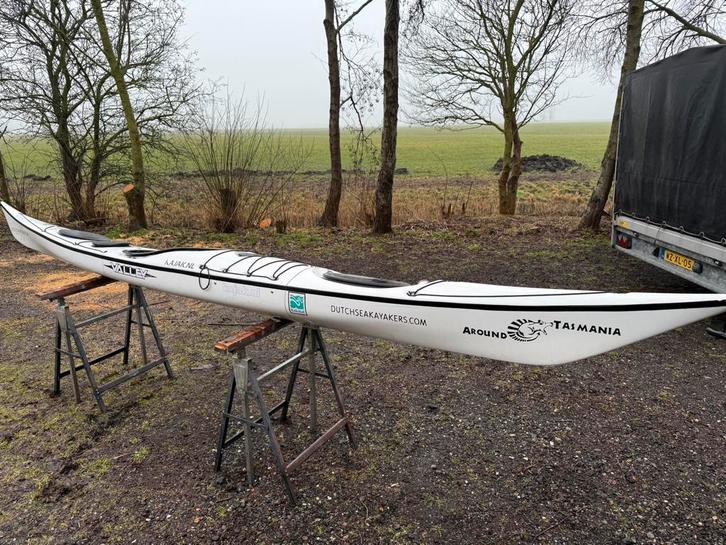 Te koop; Deelbare witte polyester zeekajak Etain 17,5, Watersport en Boten, Kajaks, Gebruikt, Ophalen