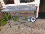 Side table tafel met gietijzeren onderstel, Ophalen, Gebruikt, 50 tot 100 cm, Metaal