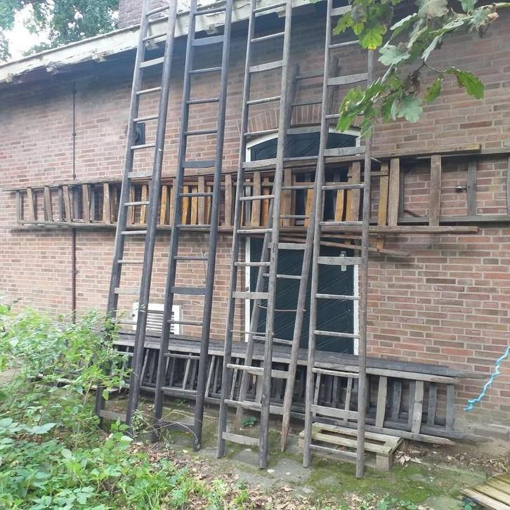 Houten fruitladder , boerenladder, uit Frankrijk, Antiek en Kunst, Curiosa en Brocante, Ophalen