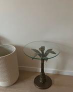 Bijzettafel glas palmboom Karwei, Huis en Inrichting, Tafels | Bijzettafels, Ophalen, Minder dan 55 cm, Rond, 60 cm of meer
