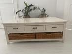 Landelijke salontafel met lade & manden, Ophalen, Gebruikt, 100 tot 150 cm, 50 tot 100 cm