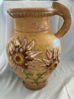 Grote oude aardewerken kan met zonnebloemen, Antiek en Kunst, Antiek | Keramiek en Aardewerk, Ophalen of Verzenden