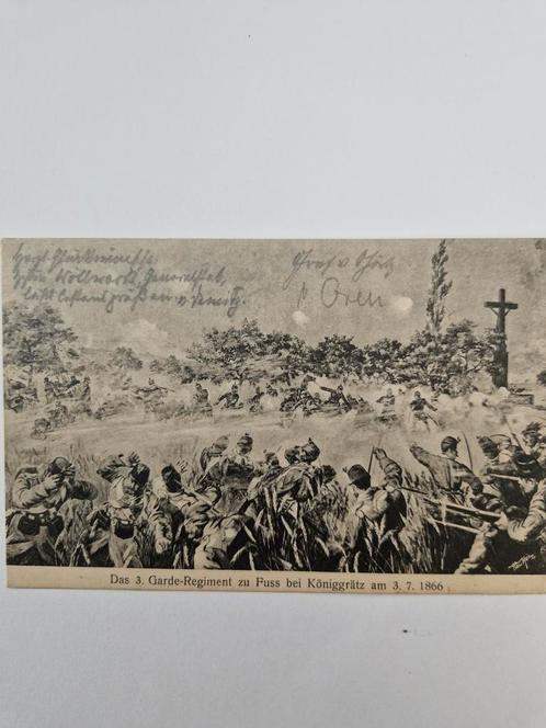 Oude Duitse Ansichtkaart  (1911), "Slag bij Königgrätz 1866", Antiek en Kunst, Antiek | Overige Antiek, Ophalen of Verzenden