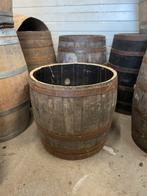 Eiken hoge bloembak van een wijnvat SALE exemplaar, Ophalen, Rond, Hout, 60 cm of meer