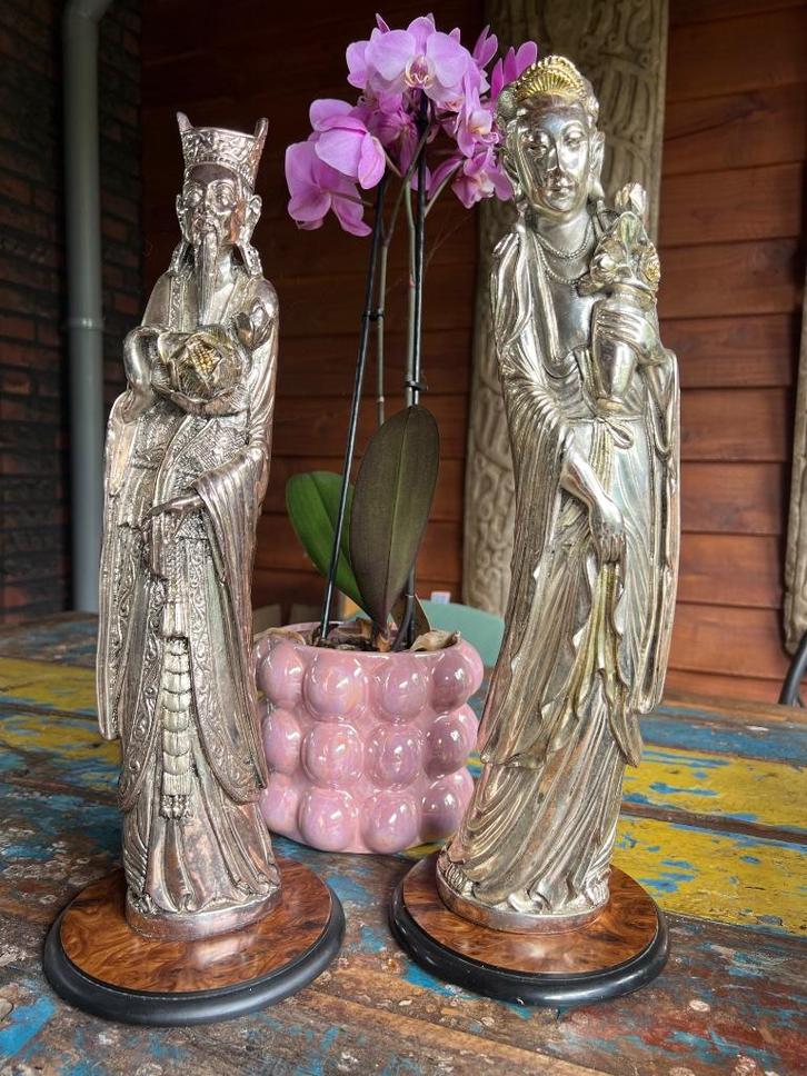 Chinese keizer keizerin Chinees hars verzilverd vintage 41cm, Antiek en Kunst, Kunst | Niet-Westerse kunst, Ophalen of Verzenden