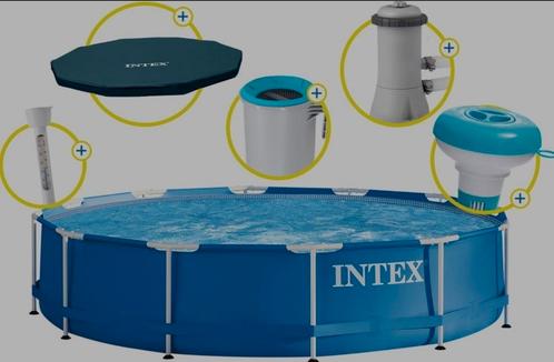 Intex zwembad met stalen frame Ø 366 x 84 cm. Complete Set., Tuin en Terras, Zwembaden, Zo goed als nieuw, Minder dan 80 cm, 200 tot 400 cm
