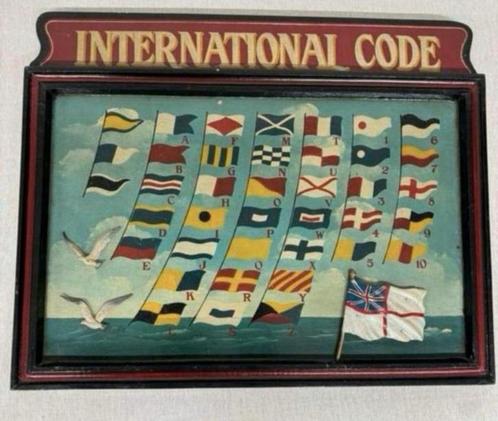 Hand-Painted International Code of Flag Vlag Signals - 1890, Verzamelen, Scheepvaart, Ophalen of Verzenden