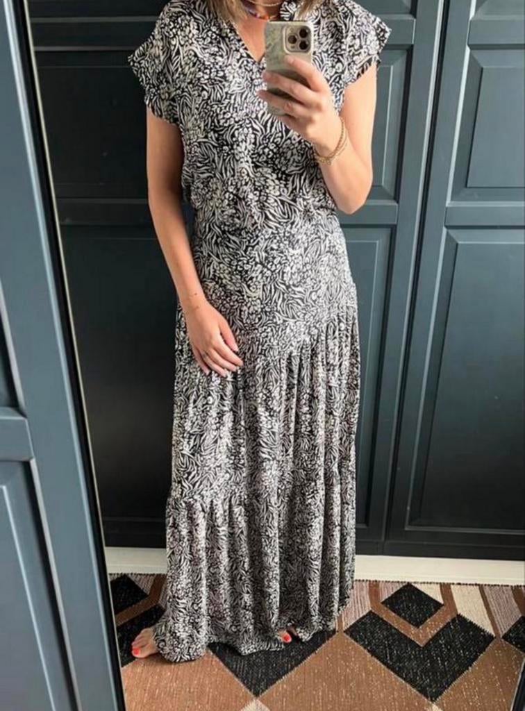 Maxi rok met print van Aaiko, zwart, wit, Maat 38/40 (M), Zwart, Ophalen of Verzenden, Zo goed als nieuw