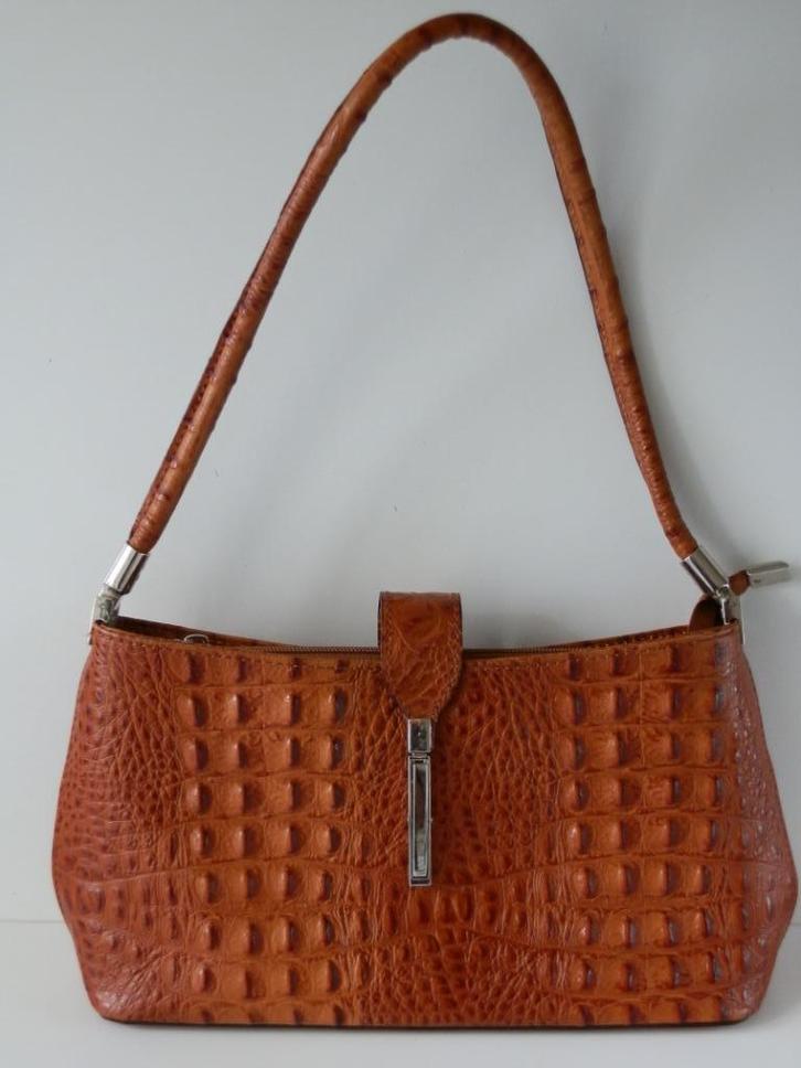 Krokodillen leren tas., Sieraden, Tassen en Uiterlijk, Tassen | Damestassen, Zo goed als nieuw, Overige typen, Bruin, Ophalen of Verzenden