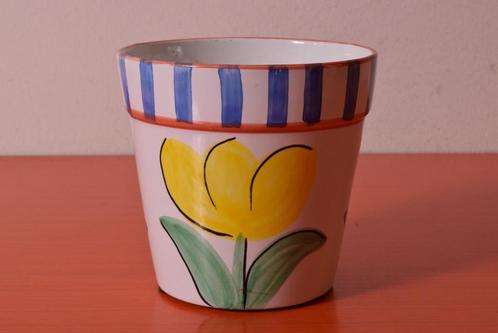 Retro vintage bloempot met funky tulpdecor, Antiek en Kunst, Antiek | Keramiek en Aardewerk, Ophalen of Verzenden