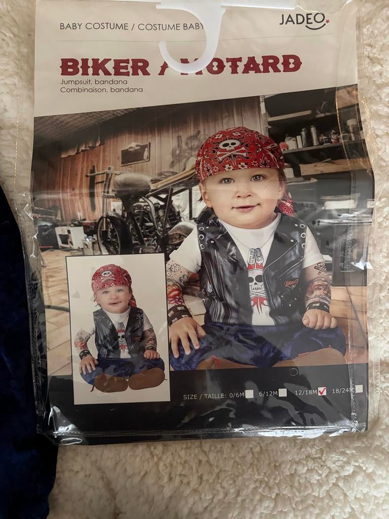 Stoer motor/biker baby pak 12-18 maanden carnaval, Ophalen of Verzenden, Zo goed als nieuw, 104 of kleiner, Jongen of Meisje