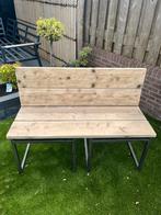 Tuinbank van steigerhout met metalen onderstel, Ophalen, Nieuw, Hout