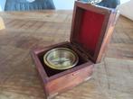 Koperen Scheepskompas kompas in houten kist, Watersport en Boten, Ophalen of Verzenden, Gebruikt, Gps of Kompas