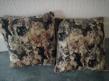 Kussens poezen katten kat kussen 2 gobelin  beschikbaar voor biedingen