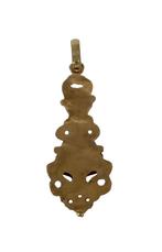 Biedermeier antieke 14k gouden ketting hanger emaille dames, Ophalen of Verzenden, Goud, Hanger, Met edelsteen