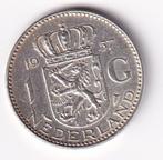 1 Gulden 1957 met deukje in de rand en Patina, 1 gulden, Koningin Juliana, Verzenden, Zilver