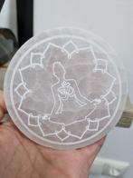 Seleniet schijf, lotus gravering, Ophalen of Verzenden, Mineraal