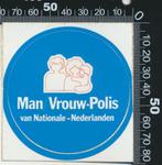 Sticker: Nationale Nederlanden - Man Vrouw Polis (2), Verzamelen, Ophalen of Verzenden, Zo goed als nieuw, Bedrijf of Vereniging