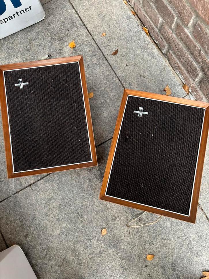 Twee Vintage Philips Luidsprekers box speaker retro, Audio, Tv en Foto, Luidsprekers, Gebruikt, Front, Rear of Stereo speakers