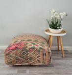 Kelim berber poef, vintage zitkussen pink, Ophalen of Verzenden, Nieuw, 50 tot 75 cm, 50 tot 75 cm