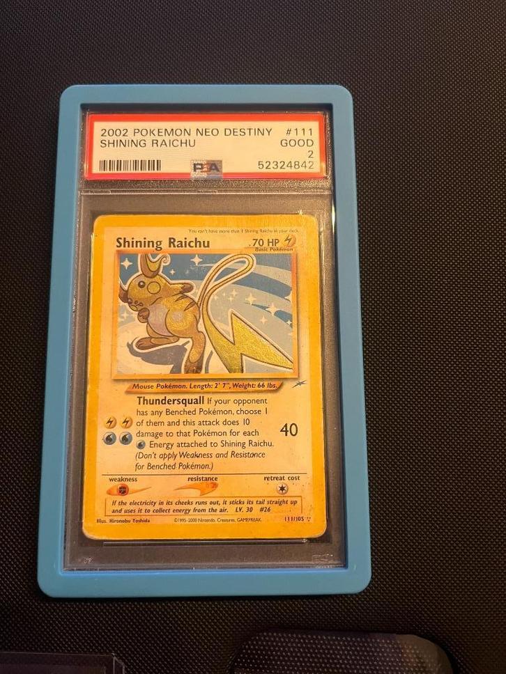 Shining Raichu #111 -  Pokemon Neo Destiny - PSA 2, Hobby en Vrije tijd, Verzamelkaartspellen | Pokémon, Gebruikt, Losse kaart