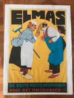 poster vintage Elmas schoonmaak 30x40 Willy Sluiter, Ophalen of Verzenden, A1 t/m A3, Reclame, Rechthoekig Staand