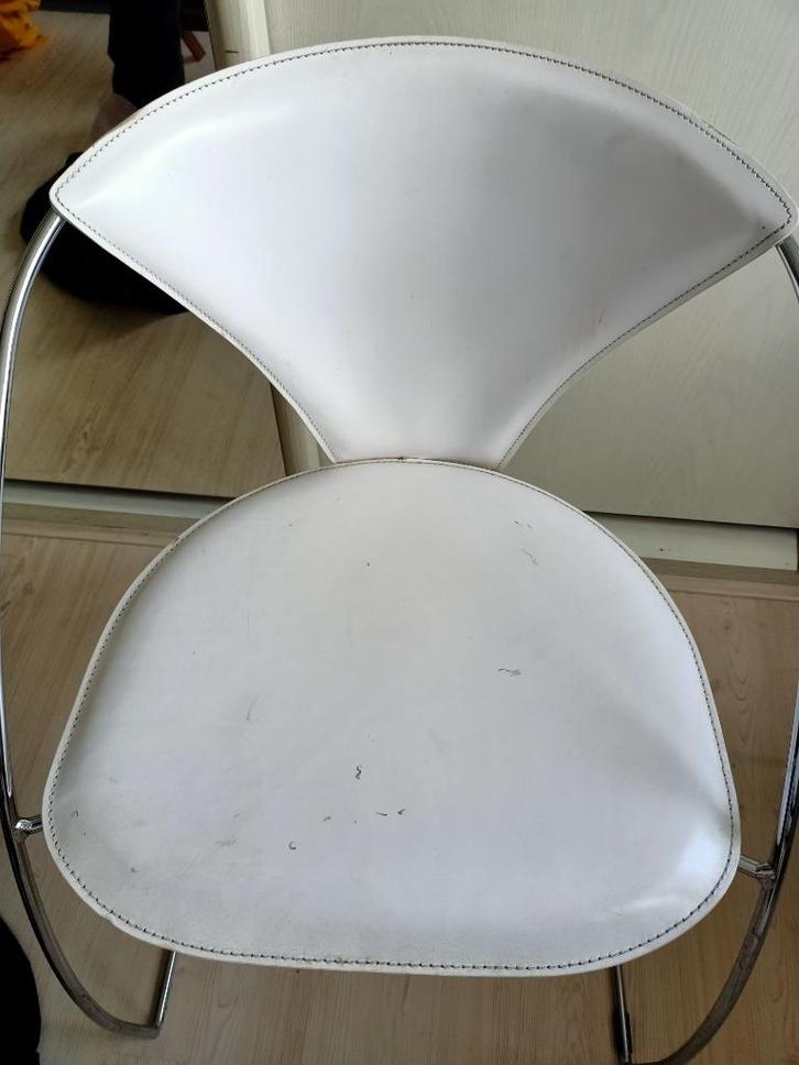 Arrben  Linda vintage design stoelen - wit = Zeldzaam!, Huis en Inrichting, Stoelen, Gebruikt, Vijf, Zes of meer stoelen, Leer