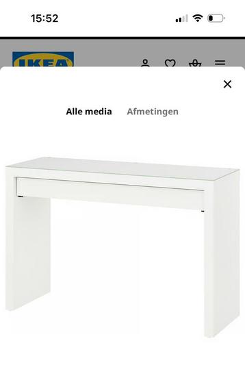 Ikea Malm Toilettafel, Wit + Makeupspiegel met verlichting - afbeelding 2