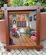 Geborduurd schilderij lezende vrouw Pieter de Hooch 50x60 cm, Ophalen of Verzenden, Gebruikt, Handborduren, Overige typen