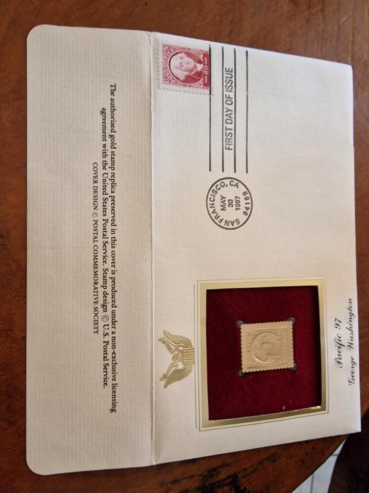 Gouden George Washington Postzegel Replica - Pacific 97, Postzegels en Munten, Postzegels | Nederland, Ophalen of Verzenden