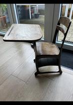 Vintage Schoolstoel met Tafeltje, Huis en Inrichting, Stoelen, Ophalen, Gebruikt, Bruin, Eén