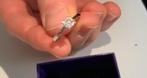 Diamond point ring met diamant maat 17, Sieraden, Tassen en Uiterlijk, Ringen, Goud, Gebruikt, 17 tot 18, Ophalen of Verzenden