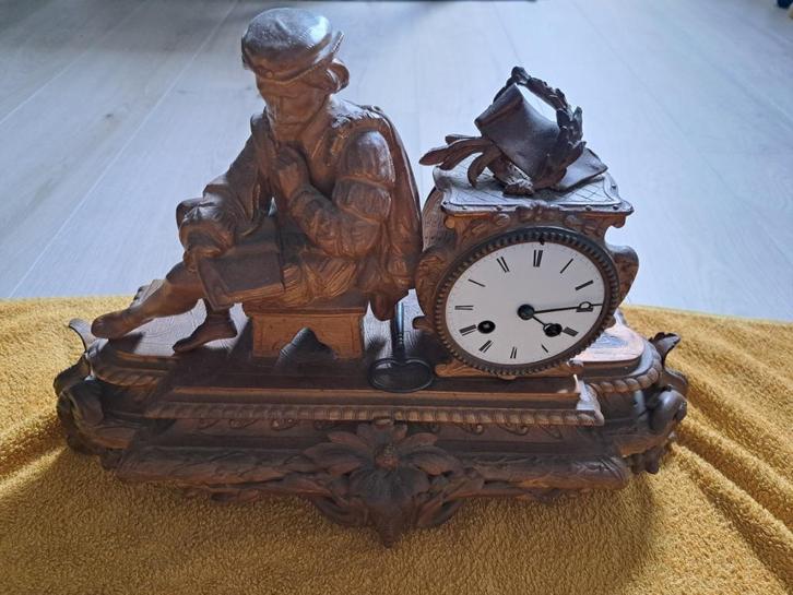 Pendule, Frankrijk circa 1860 ‘De Wijsgeer’. Mooie staat., Antiek en Kunst, Antiek | Klokken, Ophalen