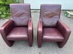 2 Comfortabele dieprode fauteuils, Ophalen, Gebruikt, 75 tot 100 cm, 50 tot 75 cm