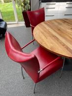 Eetkamer stoelen rood leder, Huis en Inrichting, Stoelen, Vier, Gebruikt, Leer, Ophalen