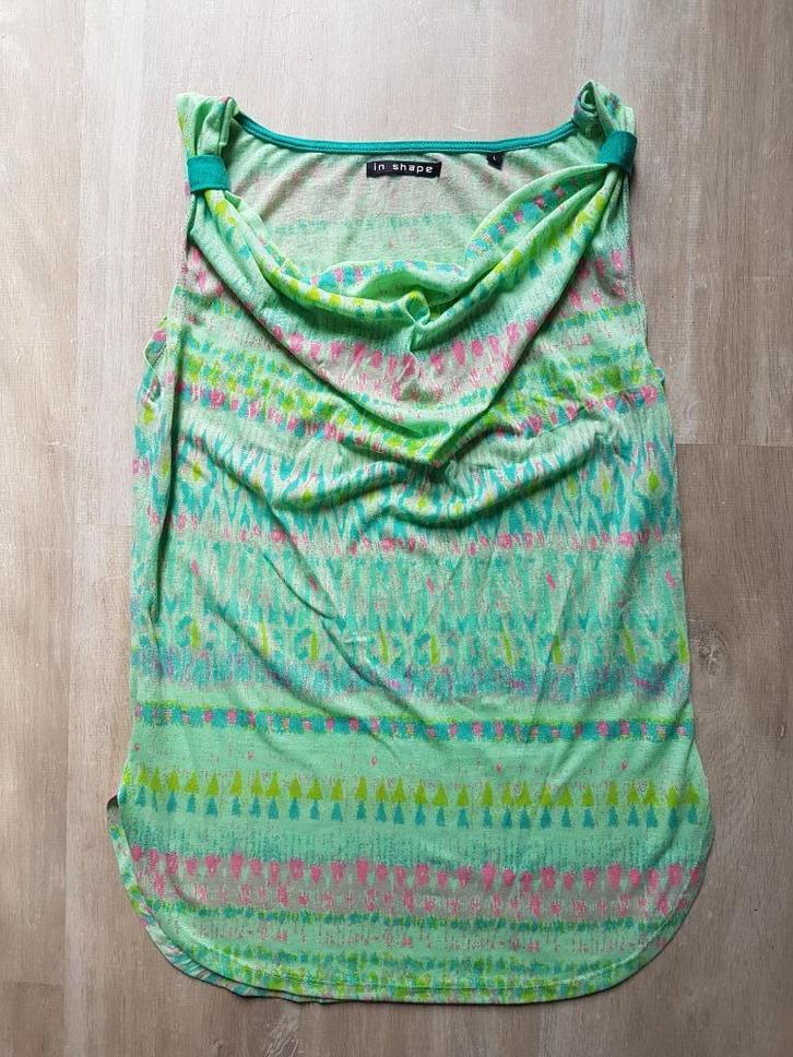 Kleurige dames top, merk In Shape, maat L, Kleding | Dames, Tops, Zo goed als nieuw, Maat 42/44 (L), Groen, Zonder mouw, Ophalen of Verzenden