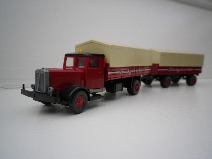 Wiking Hanomag HD 5 N huifcombinatie stuckgut verkehr, Hobby en Vrije tijd, Modelauto's | 1:87, Zo goed als nieuw, Bus of Vrachtwagen