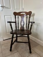 Vintage stoel, hout, donker gelakt, Huis en Inrichting, Stoelen, Ophalen, Gebruikt, Bruin, Eén