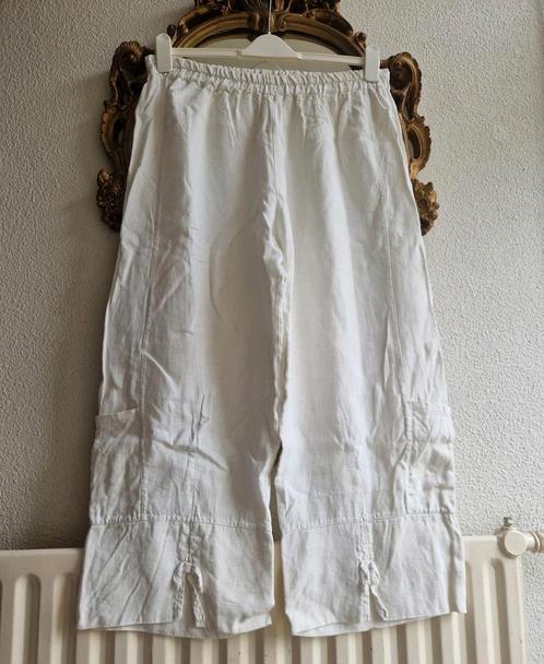 ALSM ANN wit linnen wijde broek met splitten en zakken, Kleding | Dames, Grote Maten, Zo goed als nieuw, Broek of Spijkerbroek