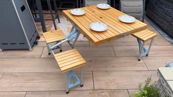 Opklapbare picknicktafel hout/aluminium (voor kinderen) beschikbaar voor biedingen